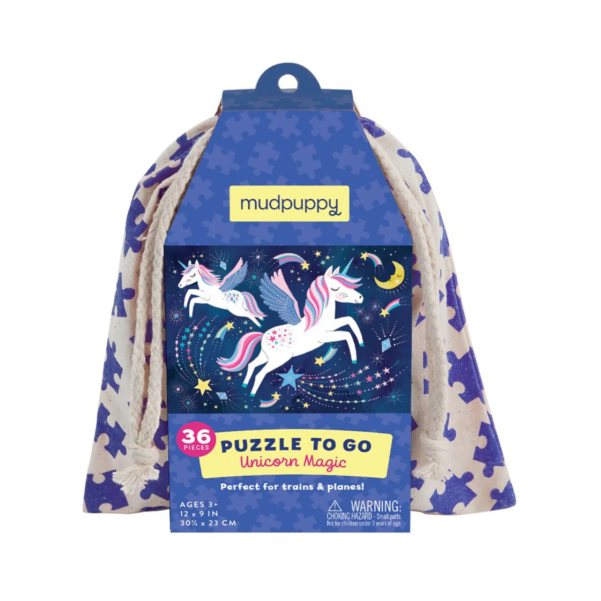 Mudpuppy Puzzle: MAGIC UNICORN 30,5x23cm, 36 Teile, Puzzle für unterwegs, im Baumwollbeutel 16,5x19cm, Puzzle 30,5 x 23cm, 3+ Pu