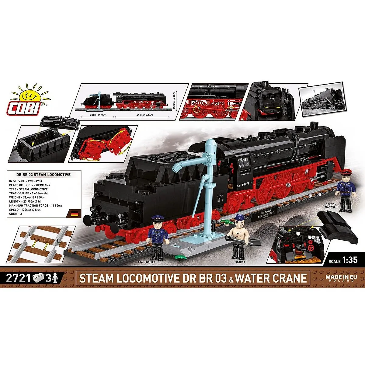 COBI-6286 2721 PCS TRAINS /6286/ STEAM LOCOMOTIVE DR BR 03